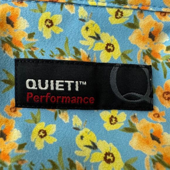 Quieti Performance Button Down Floral Short Sleeve Blue Shirt Size XL NWT - Picture 5 of 8
